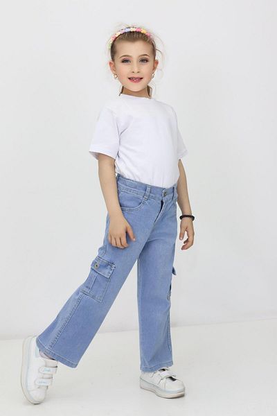 RAPİDO LİFE Pantaloni cargo pentru fete, cu buzunare, pantaloni de blugi