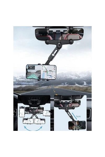 SMARTECH Suport de telefon pentru oglinda retrovizoare, rotativ la 360°, reglabil înălțime și lățime