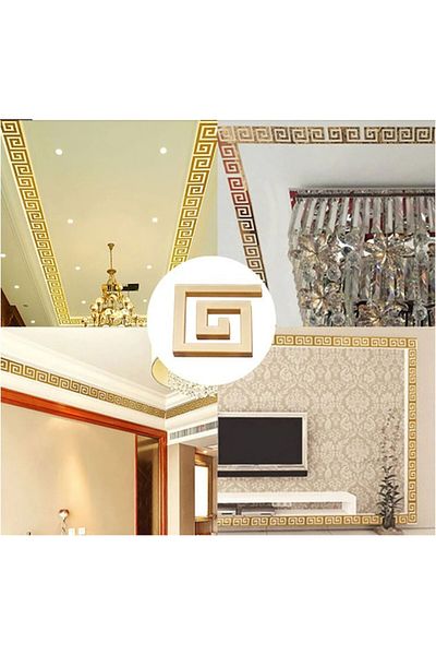 Mirror Set of PVC Mirrors Greek Design - Decorative Acrylic Gold Plated Mirrors - Luxury Home 10 pieces/set