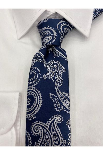 Pierre Cardin Pi̇erre Cardi̇n Woven Fabric Patterned Navy Blue Gray Tie