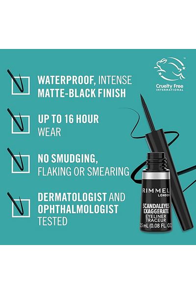 RIMMEL LONDON Rimmel London Exaggerate Liquid Eyeliner, Black 2.5 ml, Shimmer