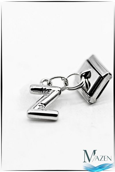 MAZEN Z Letter Hanging Steel Curved Letter Charm – Italian Bracelet Compatible