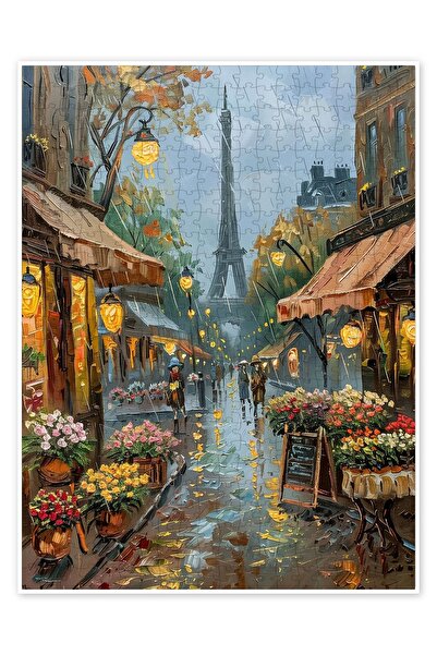 Jeronkarji Yağmurlu Gün Pazarı, Paris 500 Parça Puzzle Yapboz Şehir Manzara Temalı Hobilik