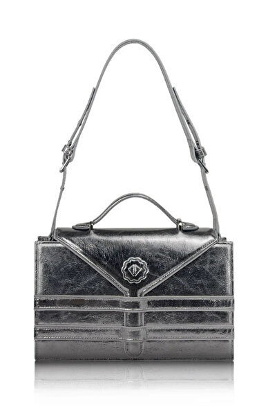 D'ylla Atelier PEARL Serisinden Deri Baget Kadın Kol Çantası, Ayarlanabilir Askılı, Şık Ve Fonksiyonel – Gümüş