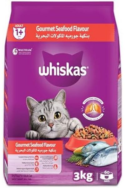 Whiskas Gourmet Seafood Dry Cat Food, Bag of 3Kg