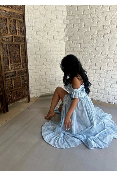 moneta boutique Γυναικείο φόρεμα πουκάμισο με μακρύ σχέδιο με βολάν