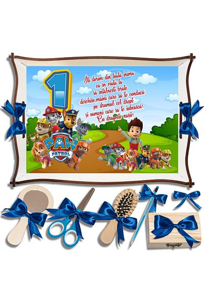 OEM Paw Patrol, Mot Tray Set for Boys, 24x32cm, White Color, Blue Bows