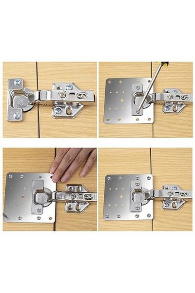 SMARTECH Set 4 bucăți suporturi de reparare a balamalelor pentru dulap, oțel
