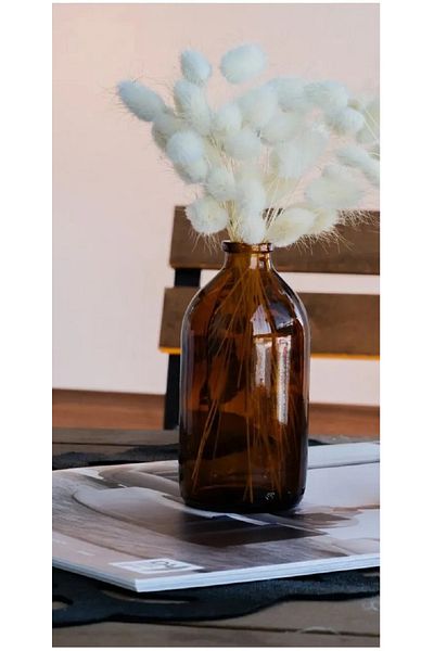 Juniberry Amber 5 Pieces 100ml Brown Small Glass Vase Bottle with Lid (Without Flower)
