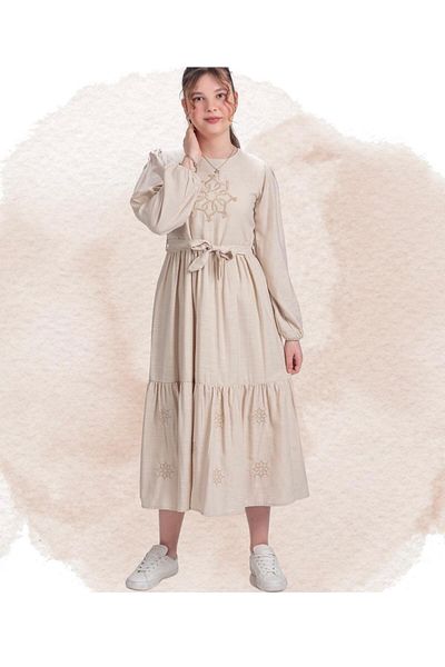 Emilakids Girl's 7-10 Years Old Embroidered Long Sleeve Dress