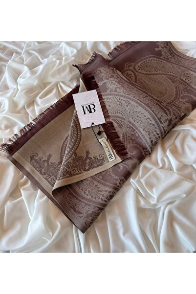 Balamony شال جاكار بنمط عرقي عنابي