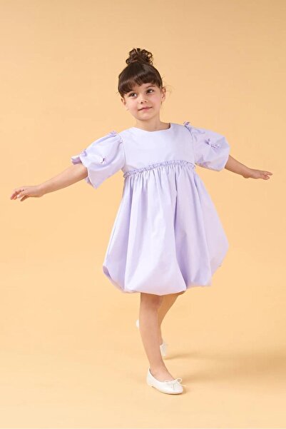 Magu Rochie din bumbac pentru fetiță, cu mâneci balon