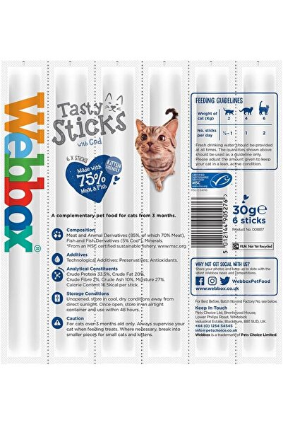 NEXIFY Webbox Tasty Cat Sticks Stick Cod 30g