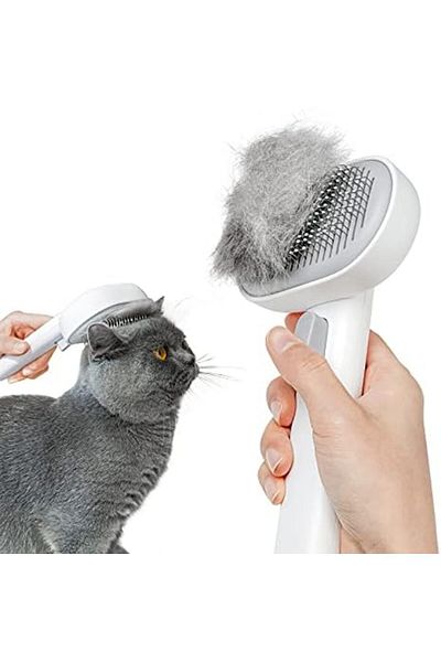 PetBarf Aumuca Cat Brush for Shedding and Grooming, Self Cleaning Slicker Brush for Short or Long Haired Cat