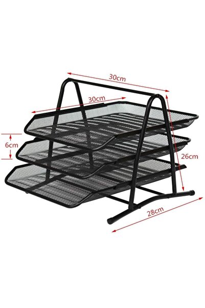 FLR Set 3 tavite metalice pentru documente, suprapozabile, suport din plasa mesh, pentru birou, FLR
