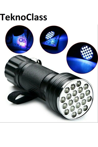 TeknoClass Uv Işıklı 21 Led Hayvan Bakteri Para Kontrol Feneri Ultraviyole mo...