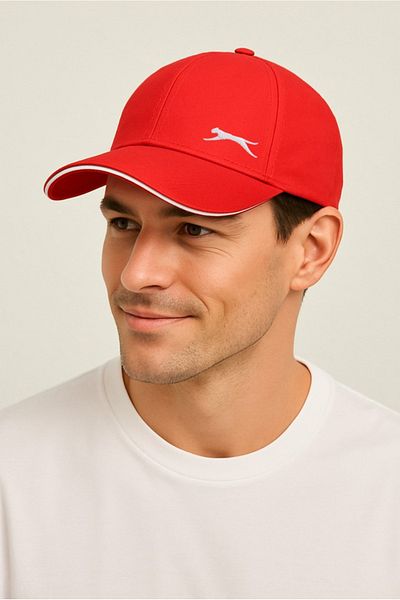 Slazenger Унисекс шапка с лого на пантера Silva, червено и бяло