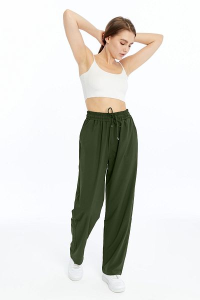 OXVİN Women's Oversize Wide Leg, Parachute Fabric, Baggy Trousers (Summer)