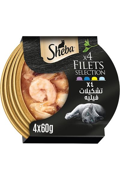 SHEBA Cat Food Flavor Selection Filets, Domes Natural Shredded Chicken, Chicken with Shrimp & Tuna,