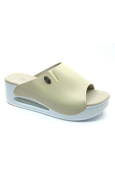 KOCAMANLAR Aryan 100-962 D.R Recommended Air Sole Orthopedic Women's Slippers Beige