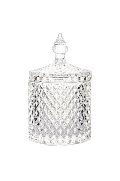 PUFO Elegant Pufo Luxury glass candy box with lid, 14 cm, transparent