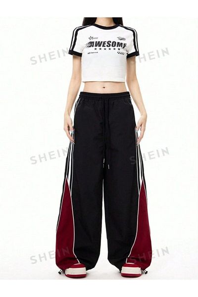 EDVESS Y2k Unisex Oversize Μαύρο Φούτερ - Παντελόνι Αλεξίπτωτο