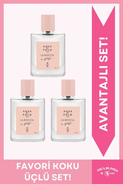 Aqua Di Polo 1987 La Rocca Sense EDP Kadın Parfüm Seti 50ml 3 Adet | Çiçeksi, Oryantal |Yasemin, Vanilya, Sedir