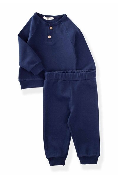 Cigit بدلة أساسية للرجال بأكمام راجلان من عمر 1 إلى 5 سنوات باللون الأزرق الداكن