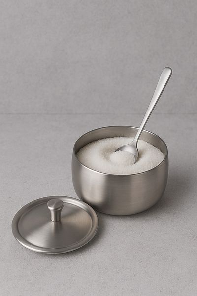 Mirilliahome Silver Color Stainless Steel Sugar Bowl with Lid – 400 ml Round Metal Sugar Container Spice Bowl