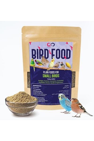 SKY TOUCH Brandsfinity 1.2kg Plain Bird Food for Small Birds, 100% Yellow Millet Seeds, Ideal for Budgies, Can