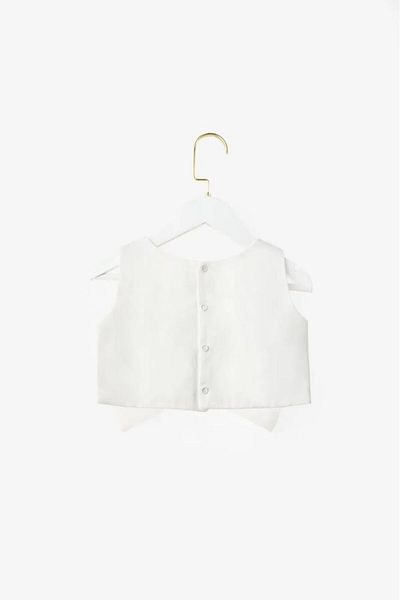 Magu Girl's Cotton White Ribbon Detailed Crop T-Shirt