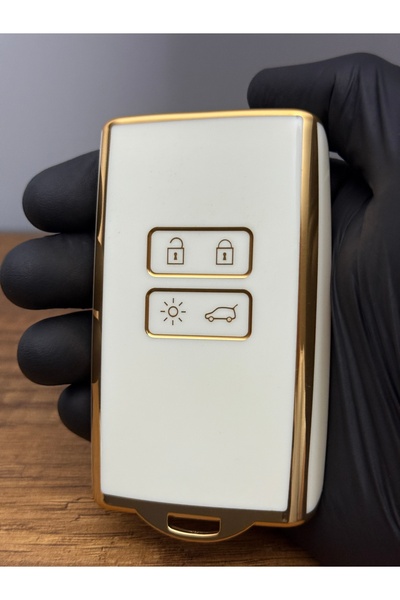 Luxe Aksesuarr لرينو تاليسمان -Megane4- داسيا داستر كارت 4 أزرار حماية مفتاح التحكم غطاء سيليكون اللون أبيض