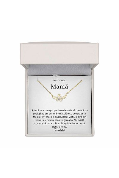 The Jewel Heart Colier Argint 925 Cadou Pentru Mama, Cutie LED Premium, Mesaj De Dragoste