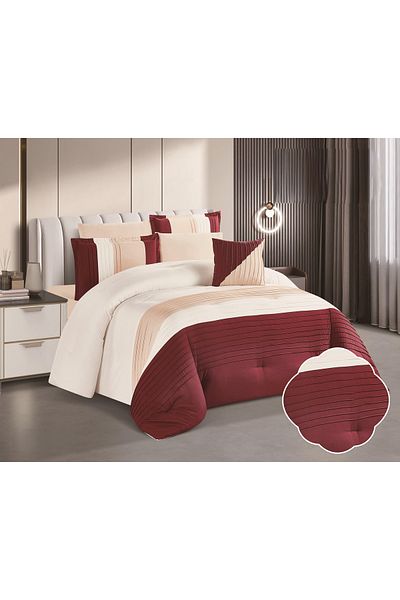 Red Rose Lunar Microfiber Bedspread for Two People, 7 Pieces