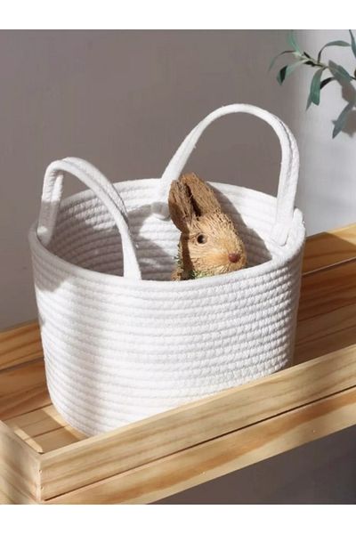 FİNGEV Natural Elegance: 26x20 cm Ecru Jute Basket - Χειροποίητο και πολλαπλών χρήσεων Organizer