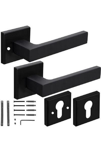 SMARTECH Door Handle, Universal, Rosette, Reversible, Black