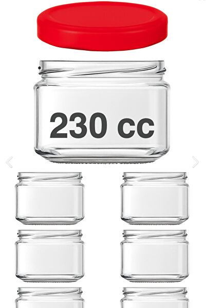 Alev Ticaret 230 Cc. Bal Kavanozu - Cam Kavanoz - Kırmızı Kapaklı - 12 Li Paket