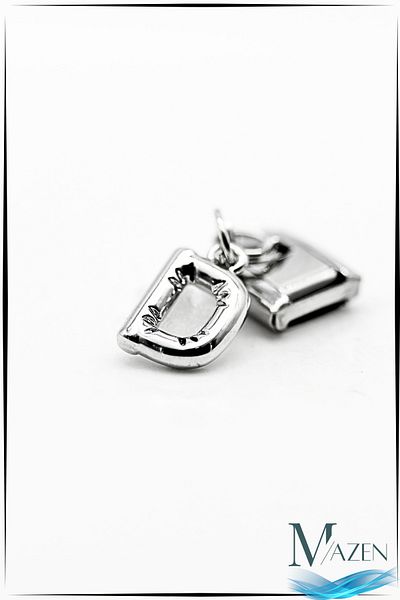 MAZEN D Letter Hanging Steel Curved Letter Charm – Italian Bracelet Compatible