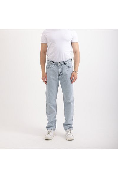 cliento Men's Baggy Fit Relaxed Cut Straight Leg Blue Jean Pants