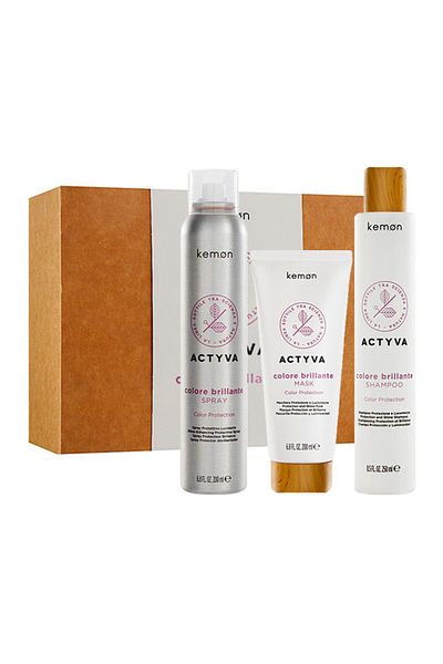 Kemon Set Actyva Colore Brillante pentru păr vopsit, Șampon 250 ml + Spray 200 ml + Mască 200 ml