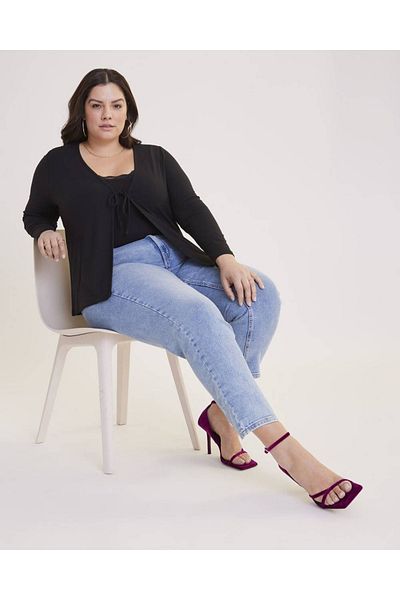 MEGHAN L.A Maternity & Maternity Front Tie Ribbed Fabric Cardigan