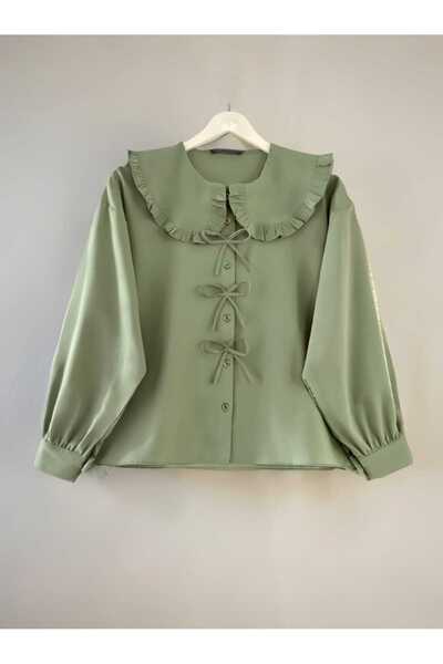 MODA Πουκάμισο με λαιμόκοψη με λεπτομέρεια φούστα