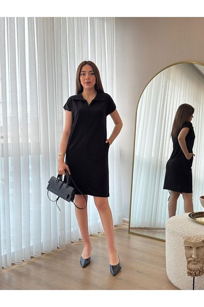 Moda Asmira Women's Short Sleeve Collared Viscose Two Thread Dress