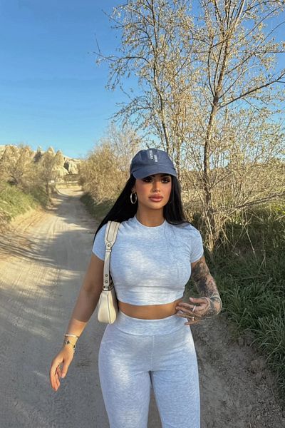 MOZENA Ribbed Leggings Crop Double Set
