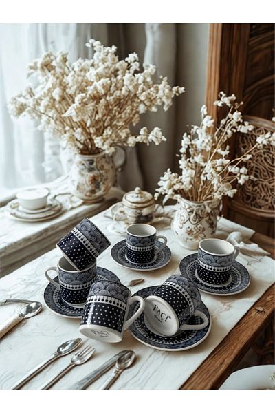 Paçi 6 Pieces Coffee Cup with Paci Frella Motif