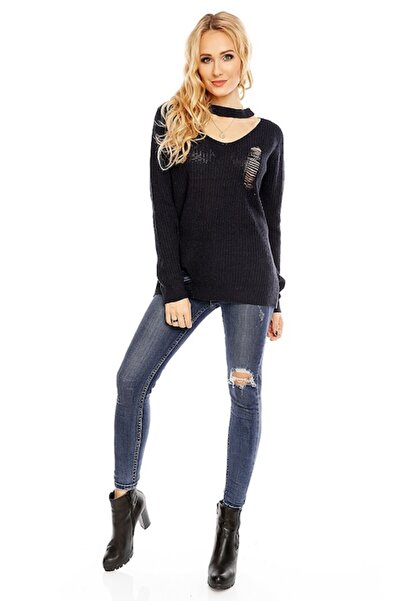 Gosse Pulover de damă cu model choker și lacrimi, albastru închis, mărime universală