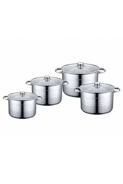cheffinger Set of 8 Pieces with Glass Lid Induction Compatible – Large Capacities