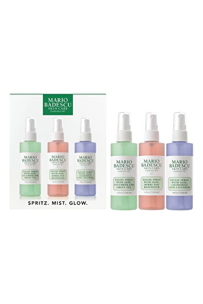 mario badescu Spritz Mist Glow Trio Aloe Veralı Sprey - Yüz Bakım Seti 3x118 ml