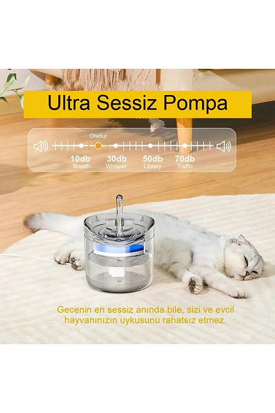 MDS Automatic Pet Water Fountain Transparent Design 2L Capacity Cat Dog Dispenser Faucet Silent Pump with Filter