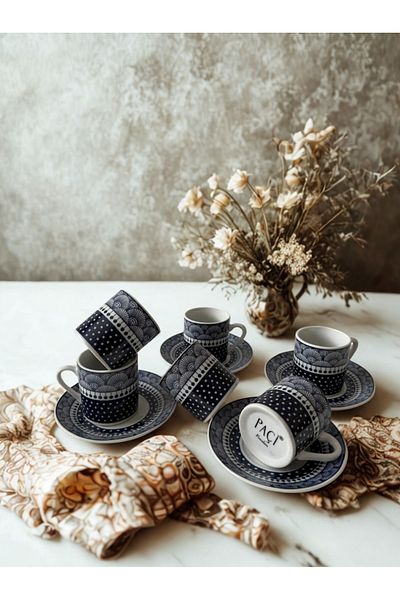 Paçi 6 Pieces Coffee Cup with Paci Frella Motif